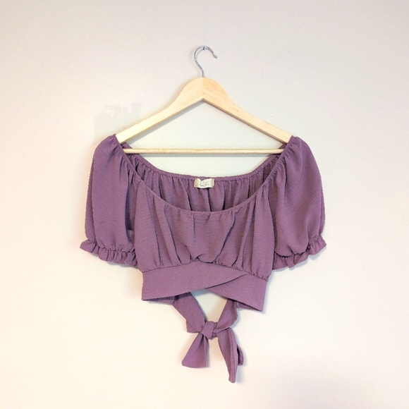 Altar'd State Dusky Purple Crop with Tie-back - Picture 1 of 3